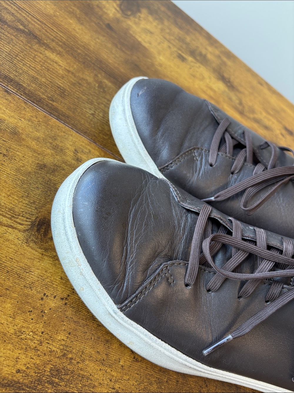 OluKai Men's Dark Brown Leather Low-Top Sneakers - Picture 5 of 8